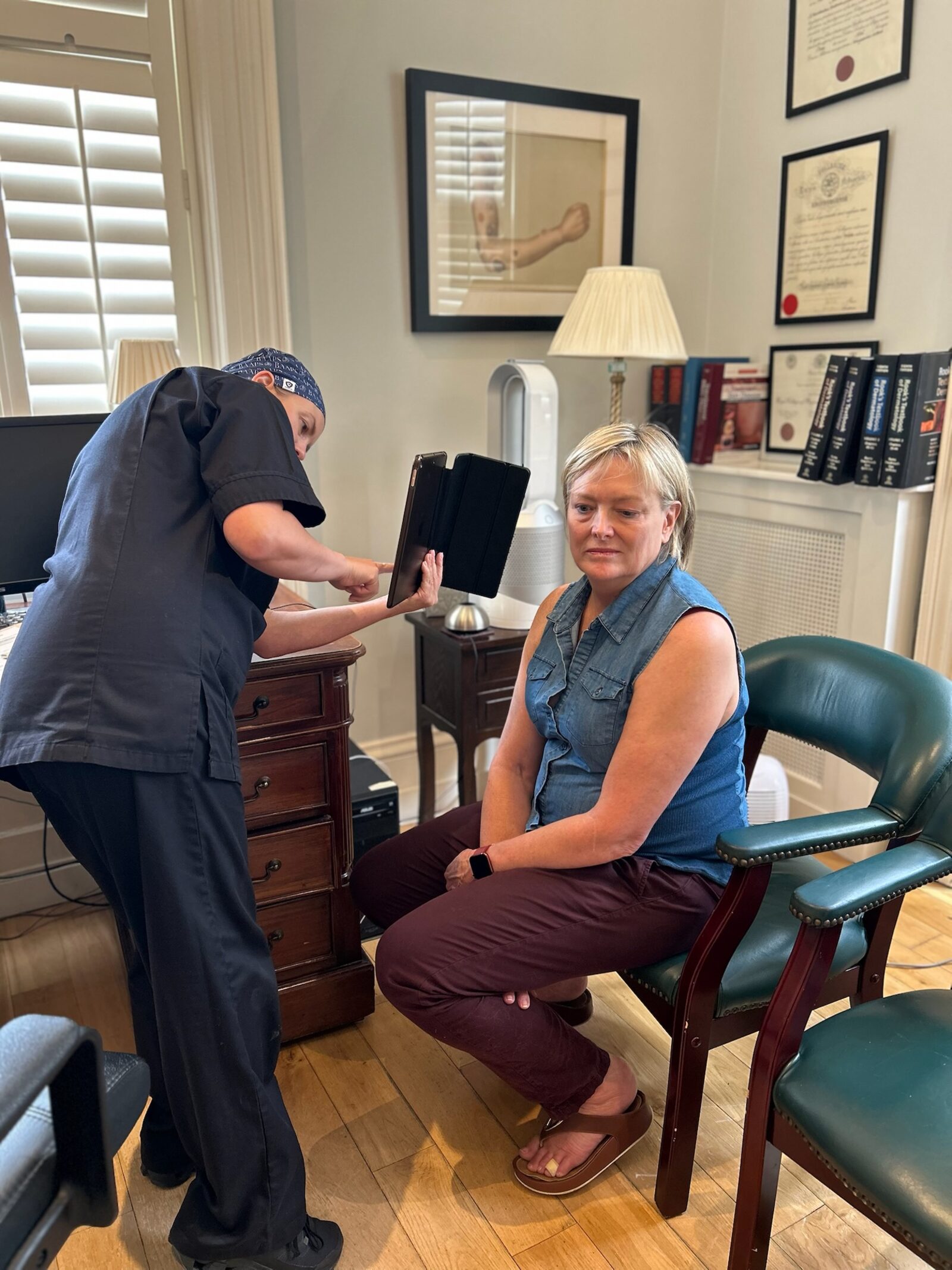 Preparing the procedure room at Bloomfield Laser Clinic